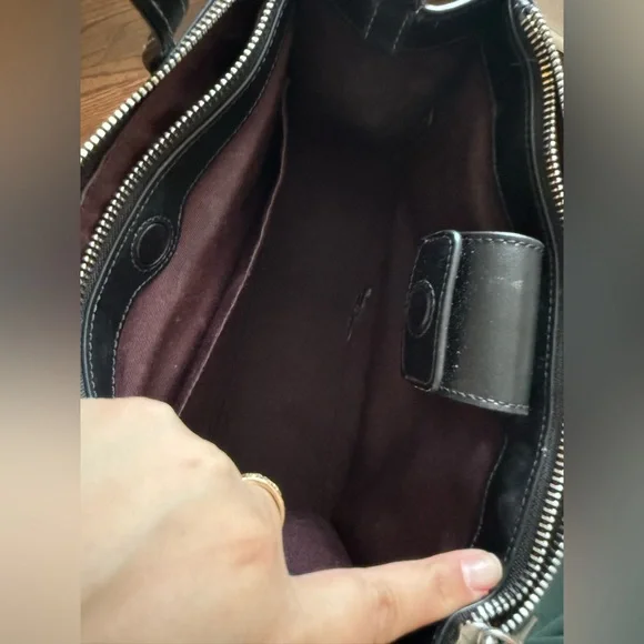 Coach Embossed C Black Leather Handbag Crossbody - Picture 8 of 15